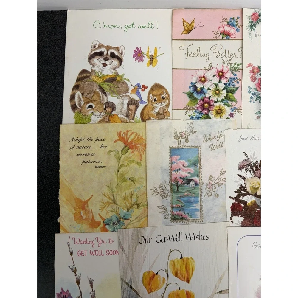 Vintage Get Well Cards Fronts ONLY Scrapbooking Crafts Decoupage Lot of 50+